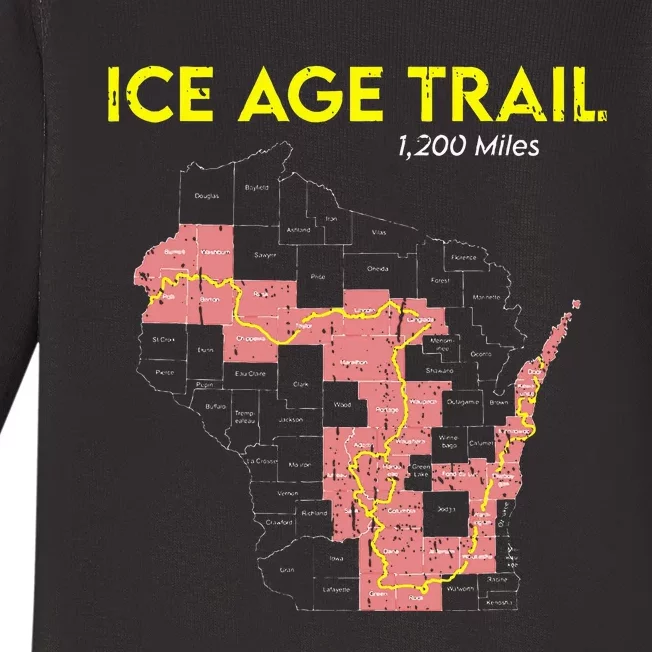 Ice Age Trail Wisconsin Longdistance Hiking Scenic Trail Baby Long Sleeve Bodysuit