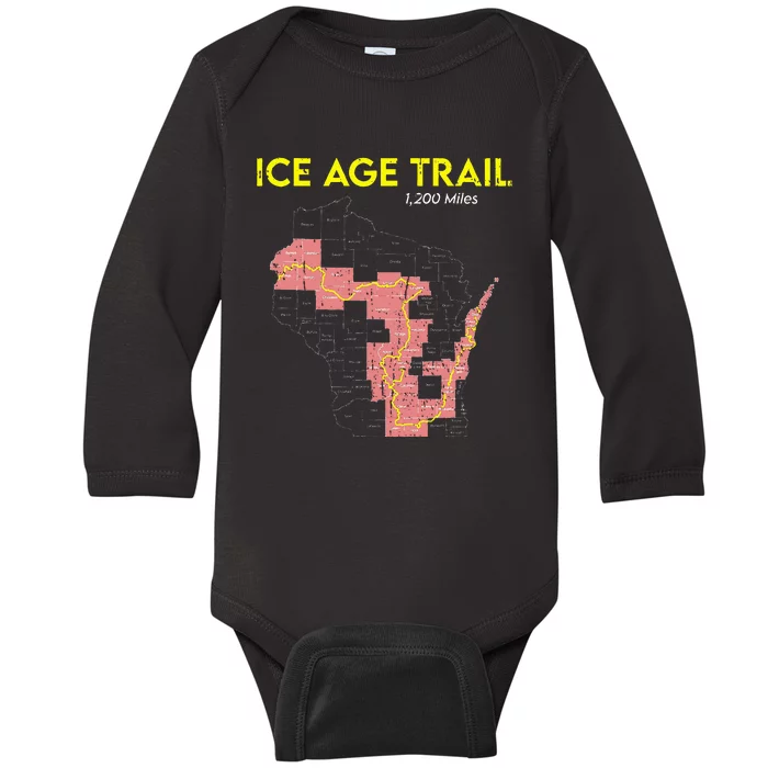 Ice Age Trail Wisconsin Longdistance Hiking Scenic Trail Baby Long Sleeve Bodysuit