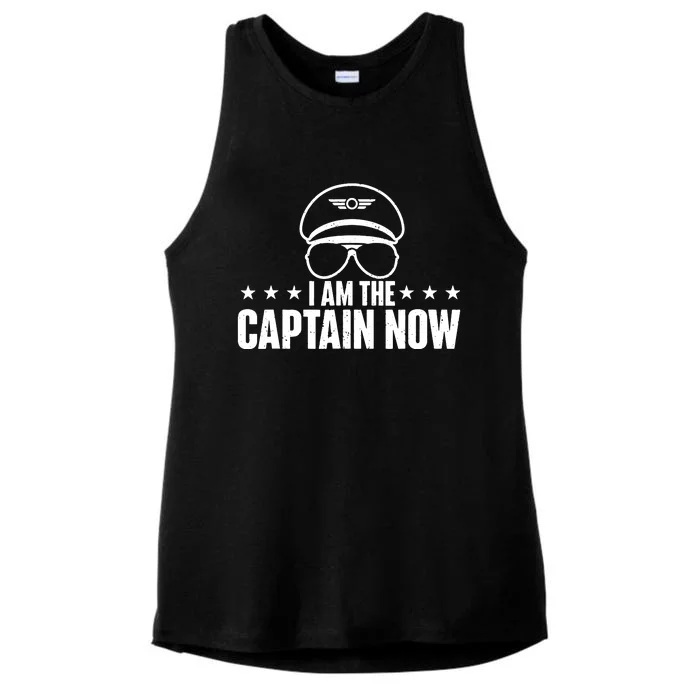 I Am The Captain Now Airplane Aircraft Lover Airline Pilot Ladies Tri-Blend Wicking Tank