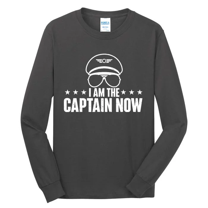 I Am The Captain Now Airplane Aircraft Lover Airline Pilot Tall Long Sleeve T-Shirt