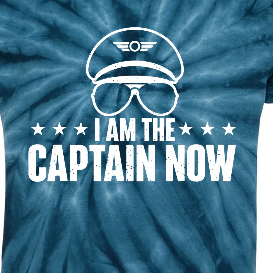 I Am The Captain Now Airplane Aircraft Lover Airline Pilot Kids Tie-Dye T-Shirt