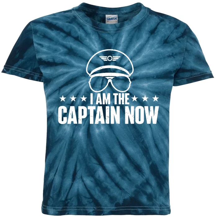 I Am The Captain Now Airplane Aircraft Lover Airline Pilot Kids Tie-Dye T-Shirt