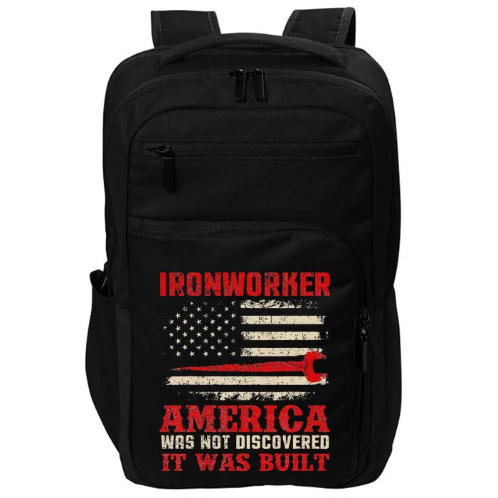 Ironworker American USA Flag Ironworking Worker Rodbuster Impact Tech Backpack