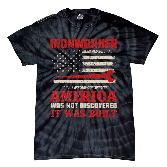 Ironworker American USA Flag Ironworking Worker Rodbuster Tie-Dye T-Shirt