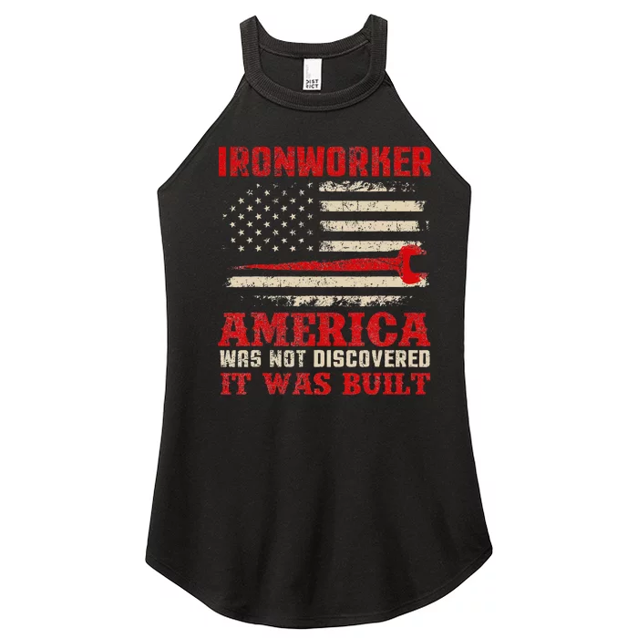 Ironworker American USA Flag Ironworking Worker Rodbuster Women’s Perfect Tri Rocker Tank