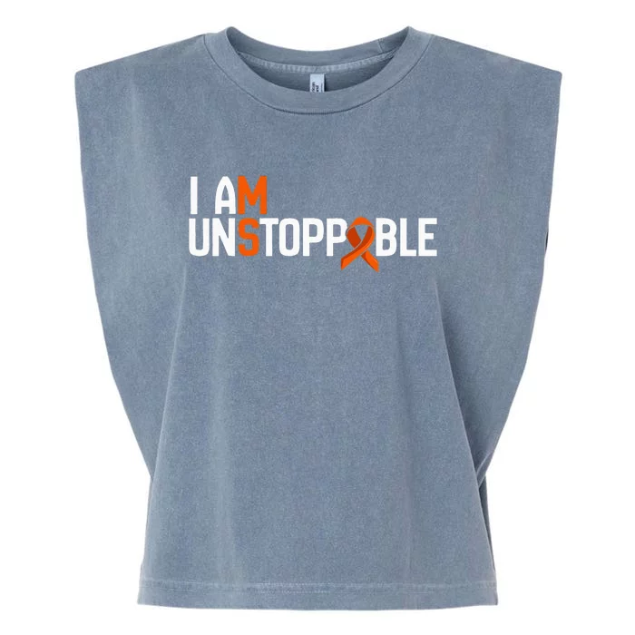 I Am Unstoppable Multiple Sclerosis Ms Awareness Garment-Dyed Women's Muscle Tee