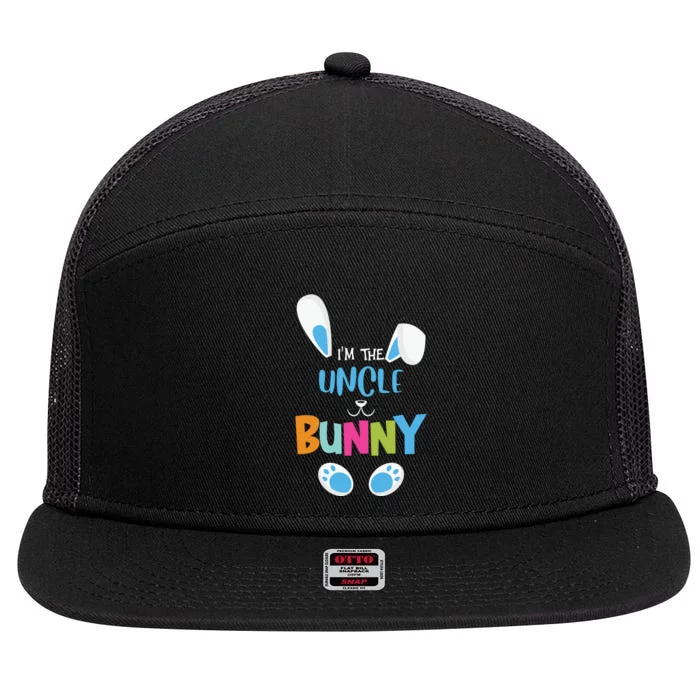 I'm A Uncle Bunny Cute Rabbit Ears Family Easter Day 7 Panel Mesh Trucker Snapback Hat