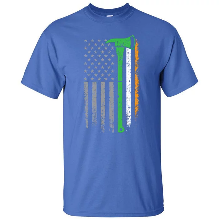 Irish American Us Flag Firefighter Axe Fire St Patricks Day Gift Tall T-Shirt