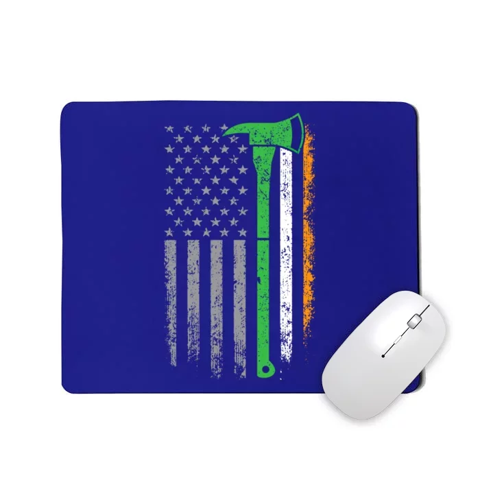 Irish American Us Flag Firefighter Axe Fire St Patricks Day Gift Mousepad