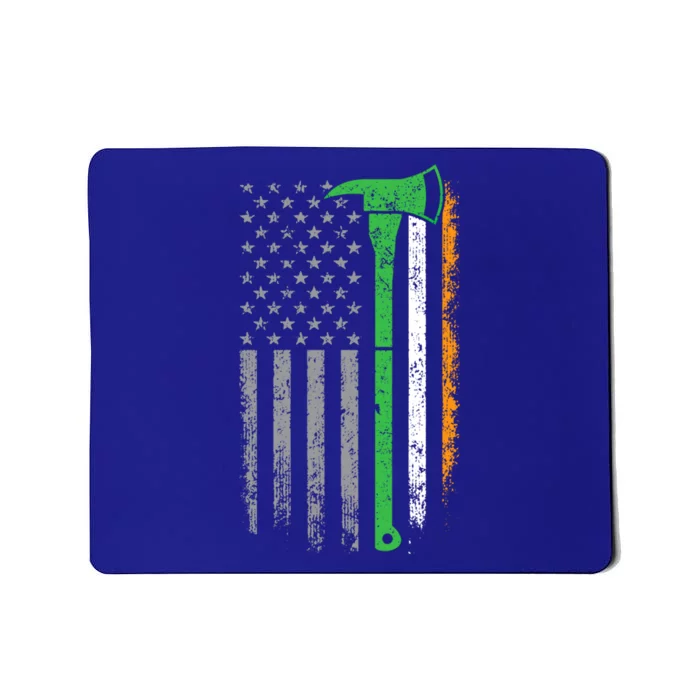 Irish American Us Flag Firefighter Axe Fire St Patricks Day Gift Mousepad