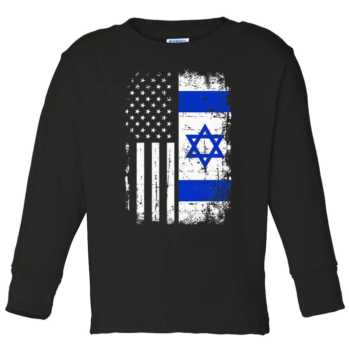 Israel and USA Friendship Flag Toddler Long Sleeve Shirt