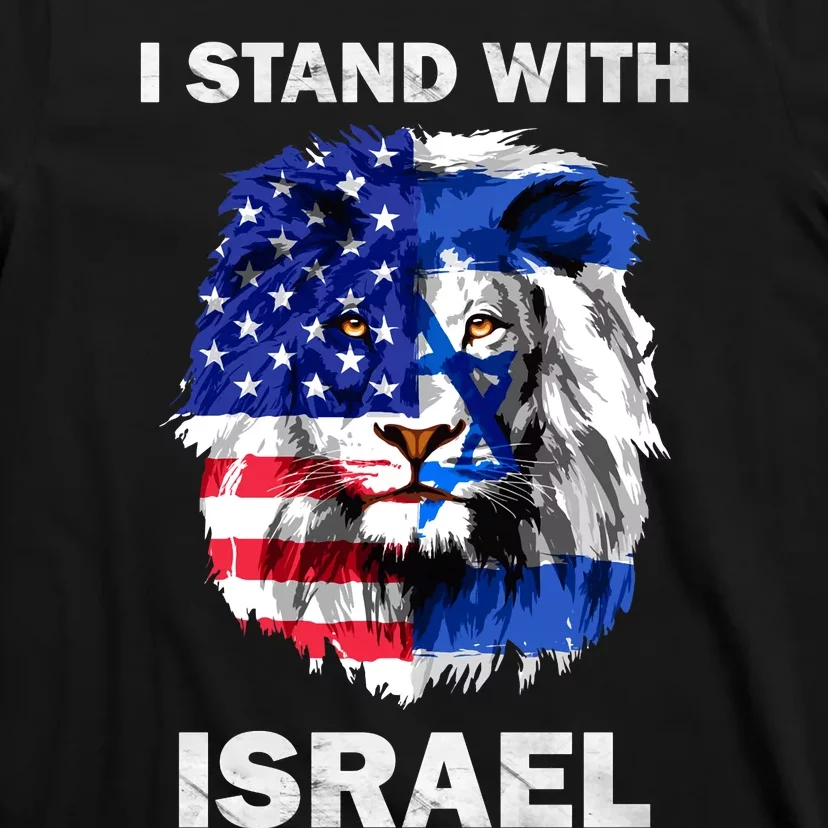 Israel And Usa Flag Lion | I Stand With Israel T-Shirt