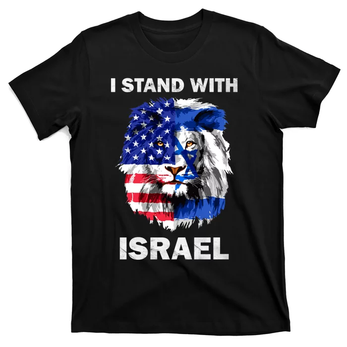 Israel And Usa Flag Lion | I Stand With Israel T-Shirt