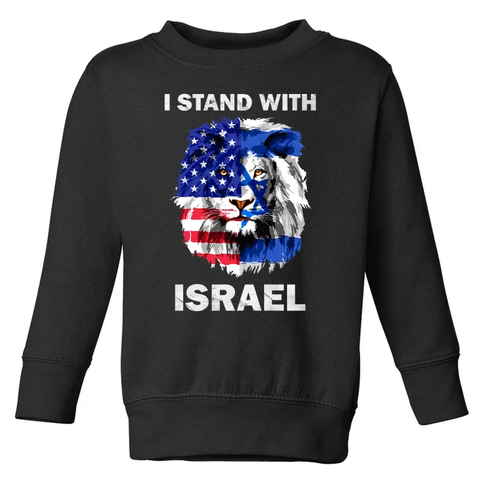 Israel And Usa Flag Lion | I Stand With Israel Toddler Sweatshirt