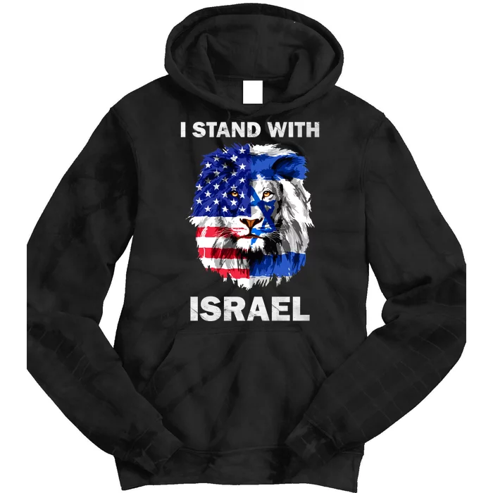 Israel And Usa Flag Lion | I Stand With Israel Tie Dye Hoodie