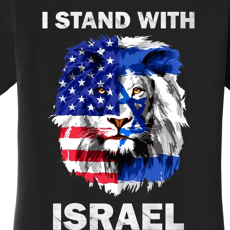 Israel And Usa Flag Lion | I Stand With Israel Women's T-Shirt