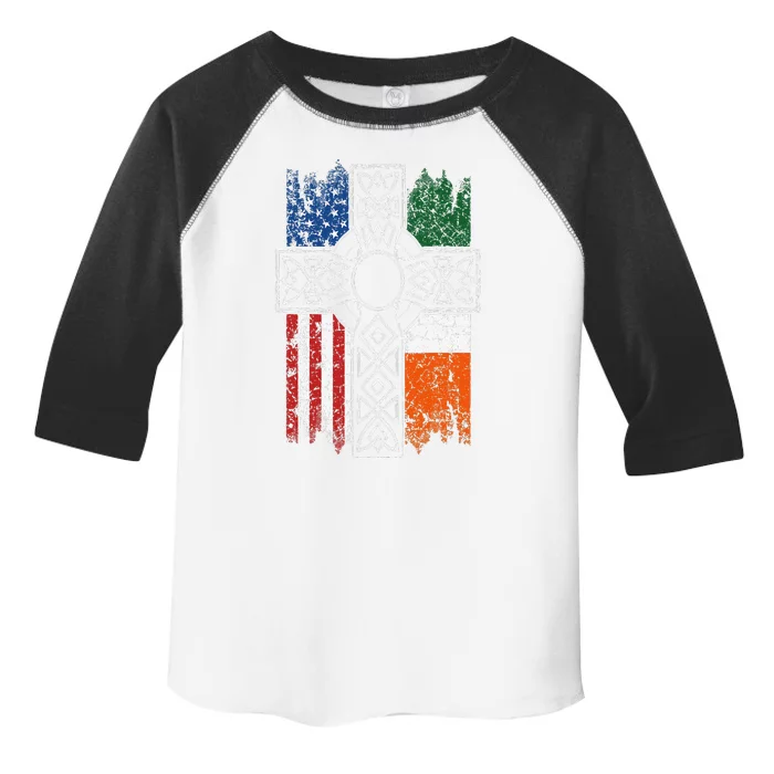 Irish American USA Flag Celtic Cross St Patrick's Day Toddler Fine Jersey T-Shirt