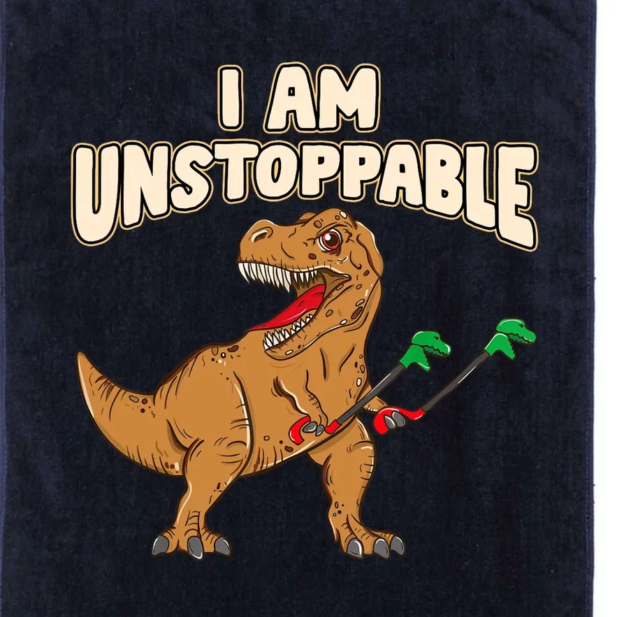 I Am Unstoppable TRex Funny Short Dinosaur Arms Joke Platinum Collection Golf Towel