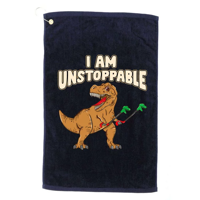 I Am Unstoppable TRex Funny Short Dinosaur Arms Joke Platinum Collection Golf Towel