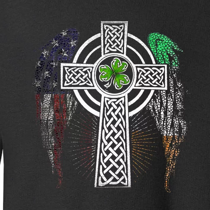 Irish American USA Flag Celtic Cross St Patricks Day Toddler Sweatshirt