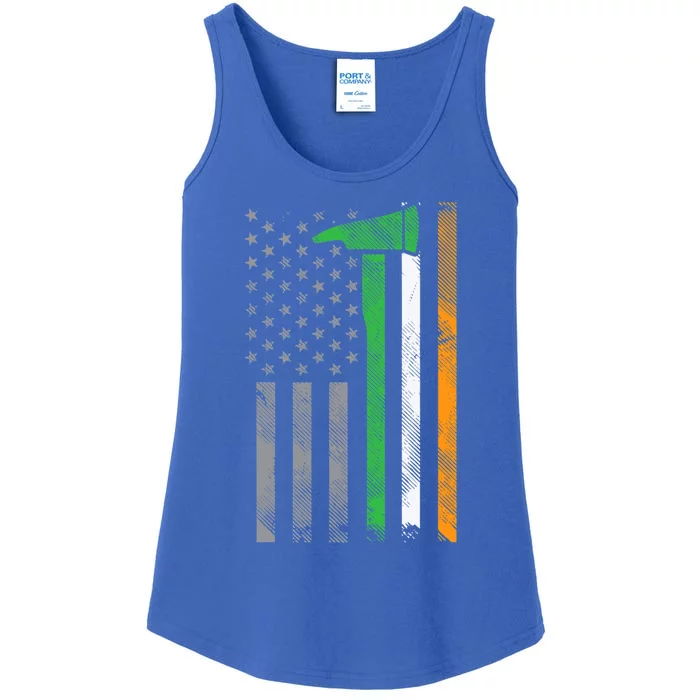 Irish American Us Flag Firefighter Axe Fire St Patricks Day Funny Gift Ladies Essential Tank