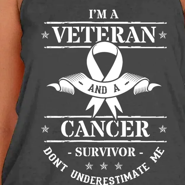 Im A Veteran And A Cancer Survivor Dont Underestimate Me Women's Knotted Racerback Tank