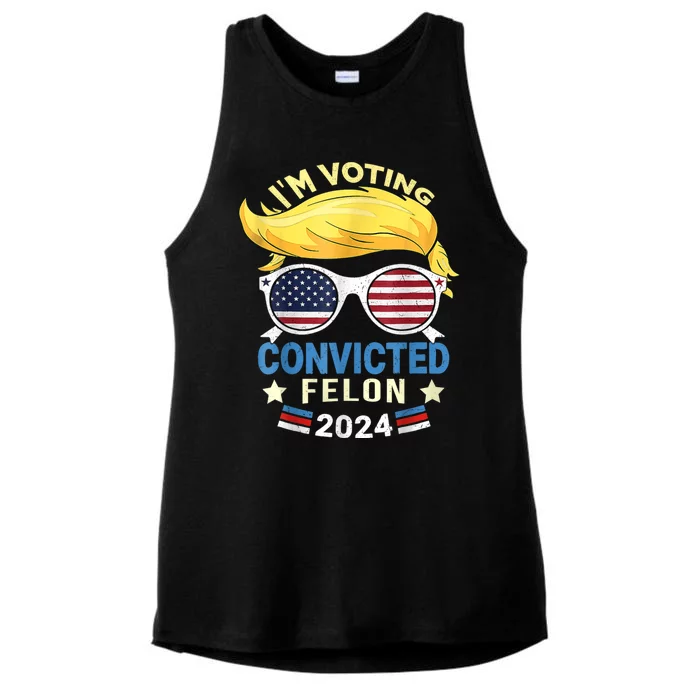 I Am Voting For A Convicted Felon Trump 2024 Ladies Tri-Blend Wicking Tank