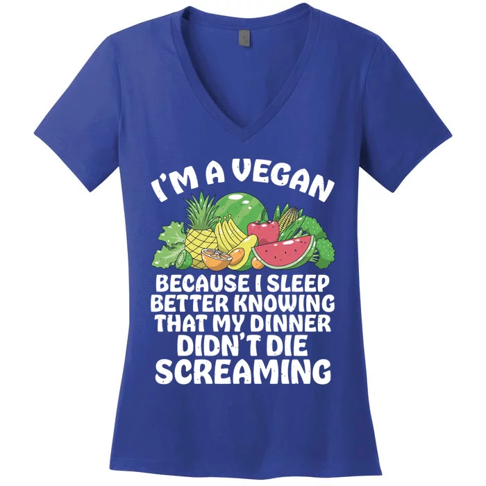 I'm A Vegan Vegetable Fruits Food Vegan Day Vegetarian Gift Women's V-Neck T-Shirt