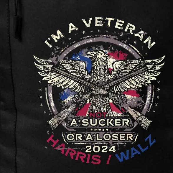 IM A Veteran Not A Sucker Or Loser Flag Harris Walz 2024 Daily Commute Backpack