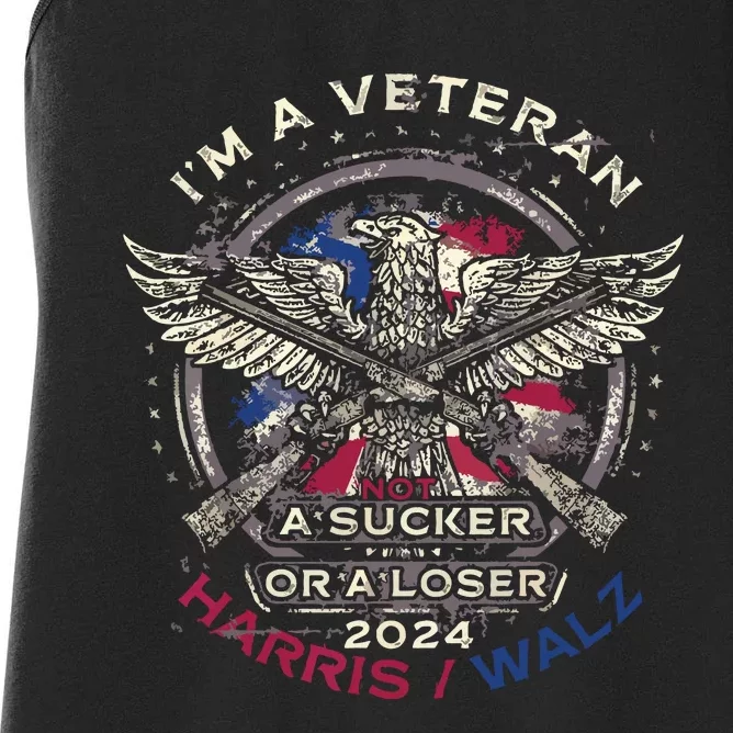 IM A Veteran Not A Sucker Or Loser Flag Harris Walz 2024 Women's Racerback Tank