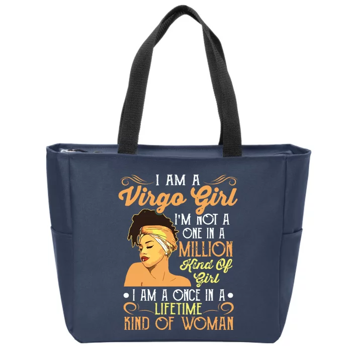 Im A Virgo Girl Black Women Shirts Virgo Girl Zip Tote Bag