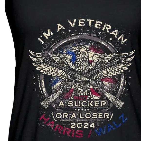 IM A Veteran Not A Sucker Or Loser Flag Harris Walz 2024 Ladies Essential Flowy Tank