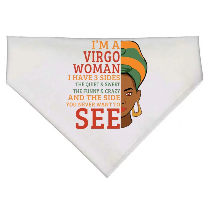 Im A Virgo Woman I Have 3 Sides Funny USA-Made Doggie Bandana