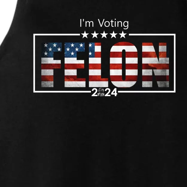 I Am Voting Felon 2024 Trump Usa Flag Ladies Tri-Blend Wicking Tank