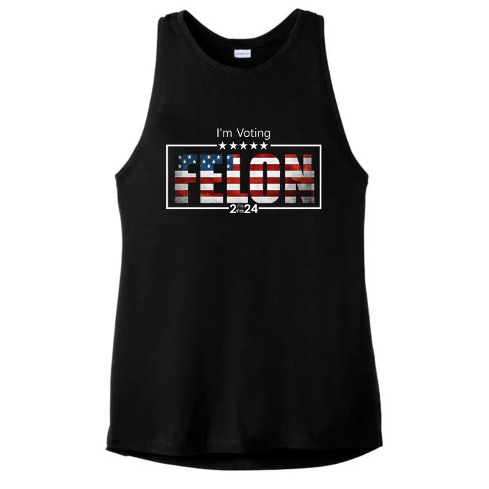 I Am Voting Felon 2024 Trump Usa Flag Ladies Tri-Blend Wicking Tank