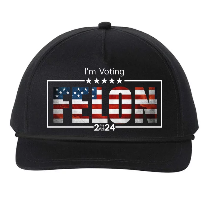 I Am Voting Felon 2024 Trump Usa Flag Snapback Five-Panel Rope Hat