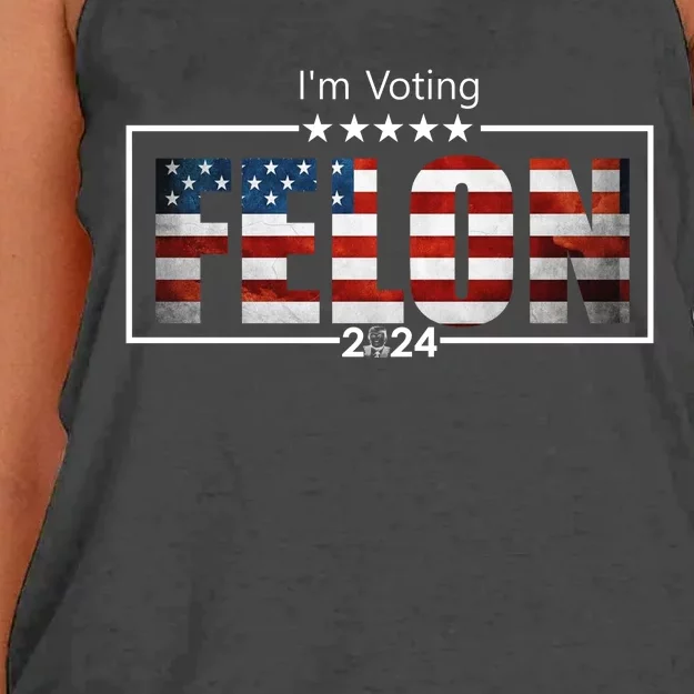 I Am Voting Felon 2024 Trump Usa Flag Women's Knotted Racerback Tank