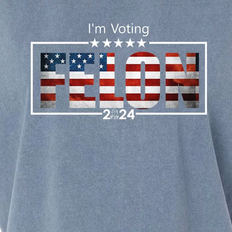 I Am Voting Felon 2024 Trump Usa Flag Garment-Dyed Women's Muscle Tee