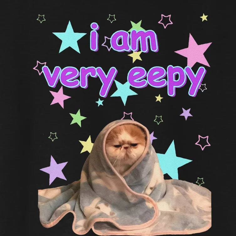 I Am Very Eepy Funny Cat Blanket Women's Crop Top Tee