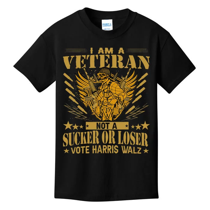 IM A Veteran Not A Sucker Or A Loser Harris Walz 2024 Kids T-Shirt