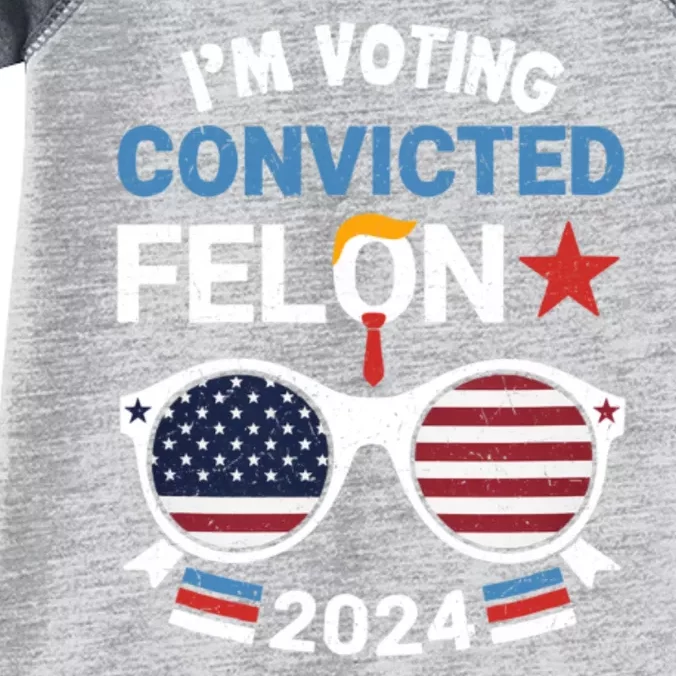 I Am Voting Convicted Felon 2024 Retro 2024 Convicted Felon Infant Baby Jersey Bodysuit