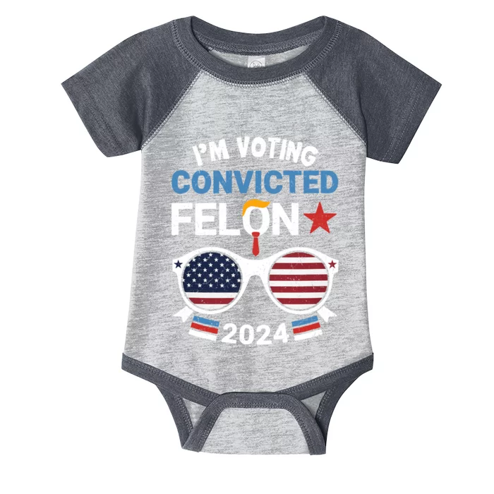 I Am Voting Convicted Felon 2024 Retro 2024 Convicted Felon Infant Baby Jersey Bodysuit