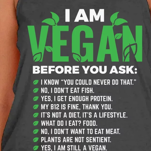 I Am Vegan Before You Ask Veganism Vegetarian Vegan Women's Knotted Racerback Tank