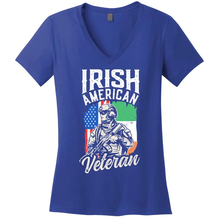 Irish American Veteran Roots Family Ireland Us Usa America Great Gift Women's V-Neck T-Shirt