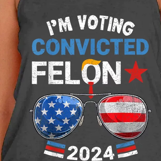 I Am Voting Convicted Felon 2024 Retro 2024 Convicted Felon Women's Knotted Racerback Tank