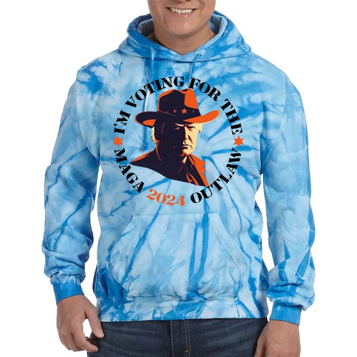 I Am Voting For The Outlaw Retro Trump In Cowboy Hat Tie Dye Hoodie