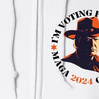 I Am Voting For The Outlaw Retro Trump In Cowboy Hat Full Zip Hoodie