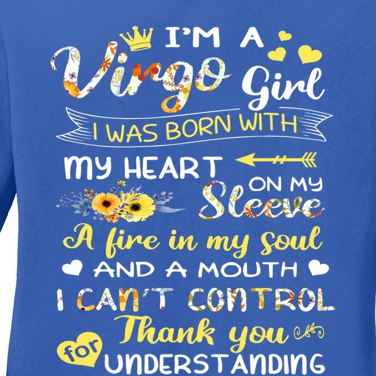 Im A Virgo Flower Gift Virgo Birthday Gift Ladies Long Sleeve Shirt