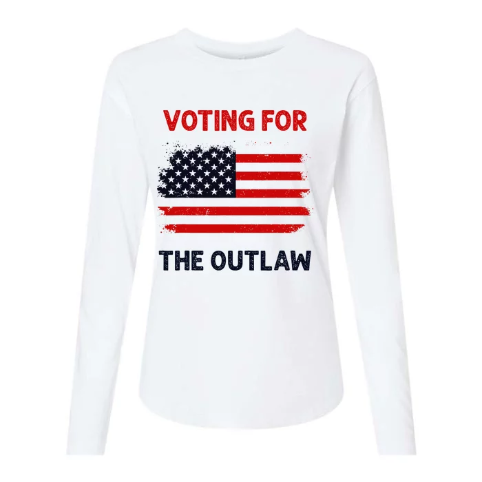 I Am Voting For The Outlaw 2024 Bold Election Statement Womens Cotton Relaxed Long Sleeve T-Shirt