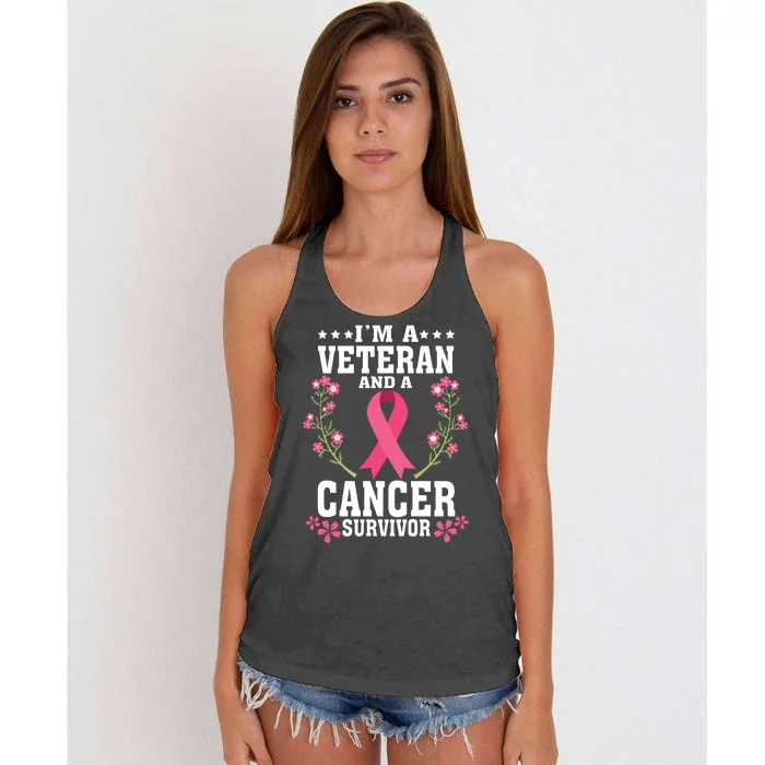 Im A Veteran An A Cancer Survivor Women's Knotted Racerback Tank